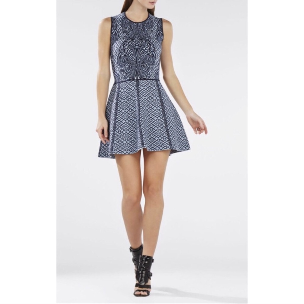 BCBGMaxAzria  Medium Navy Print Jacquard Dress